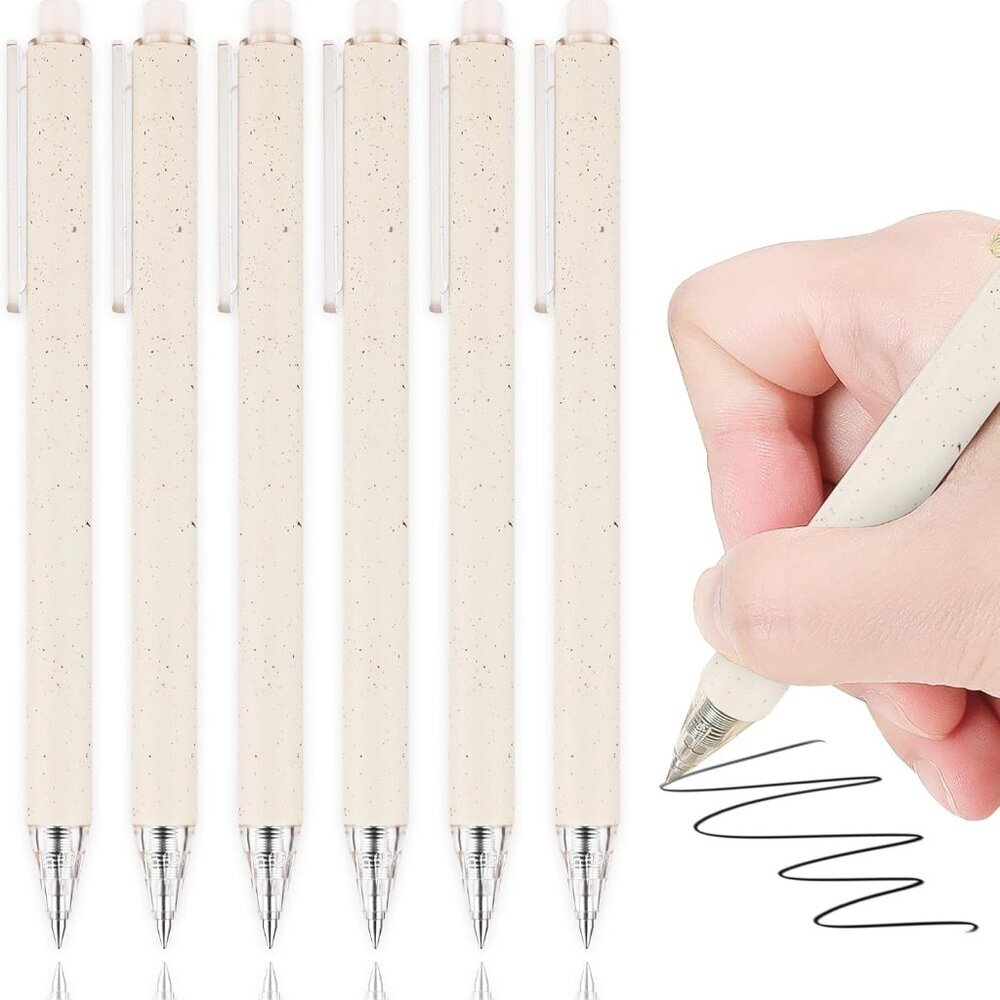 Gel Pens, 6 Pcs 0.5mm Black Ink Pens Fine Point Aesthetic Pens Smooth Writing Pe